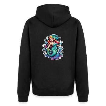 Meerjungfrau / Nixe / Fabelwesen / Flosse / Meer - Unisex Premium Bio Zip Hoodie - Schwarz - Hinten - Nico (187cm)