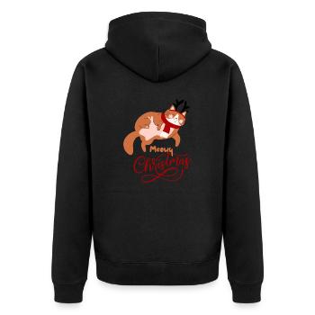 Meowy Christmas - Unisex Premium Bio Zip Hoodie - Schwarz - Hinten - Nico (187cm)