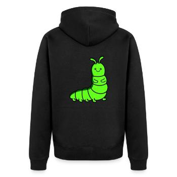 raupe - Unisex Premium Bio Zip Hoodie - Schwarz - Hinten - Nico (187cm)