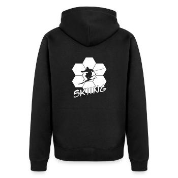 Skiing ski ski fahren - Unisex Premium Bio Zip Hoodie - Schwarz - Hinten - Nico (187cm)