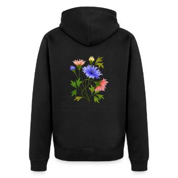 Flowers - Unisex Premium Organic Zip Hoodie - black - Back - Nico (187cm)