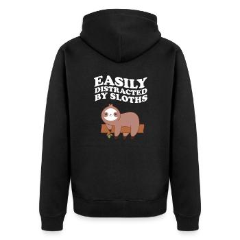 Easily Distracted By Sloths Sloth Kawaii - Unisex Premium Organic Zip Hoodie - black - Back - Nico (187cm)