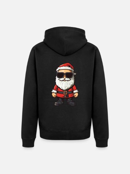 Weihnachtsmann Comic Santa Xmas - Unisex Premium Bio Zip Hoodie - Schwarz