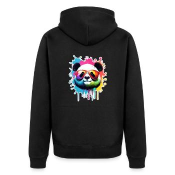 Panda / Animal / Zoo / Bamboo / Wild / Childlike - Unisex Premium Organic Zip Hoodie - black - Back - Nico (187cm)