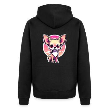 Chihuahua Dog Drawing - Unisex Premium Organic Zip Hoodie - black - Back - Nico (187cm)