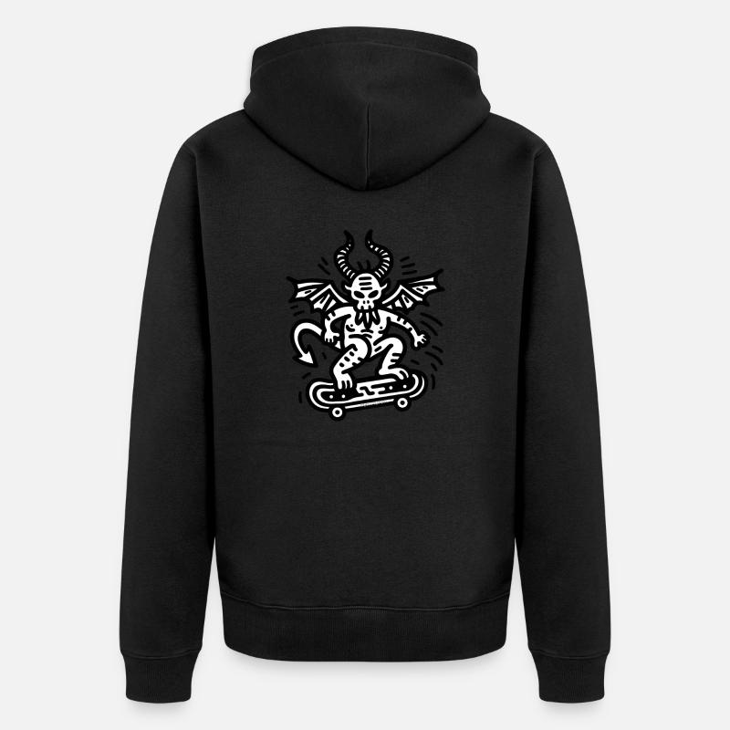 Devil Skateboard Doodle - Veste à capuche bio Premium Unisexe - noir