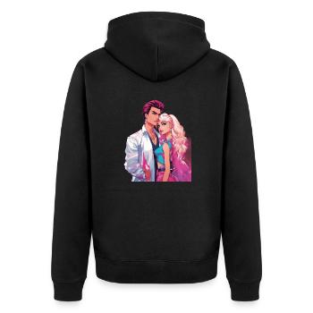 80s Outfits - Unisex Premium Organic Zip Hoodie - black - Back - Nico (187cm)