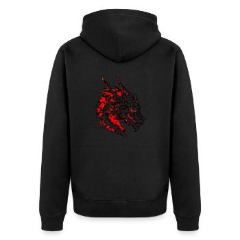 Fantasy Drache Anime Drachenkopf Mythisches Reptil - Unisex Premium Bio Zip Hoodie - Schwarz - Hinten - Nico (187cm)