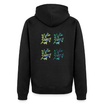 blueberry - Unisex Premium Organic Zip Hoodie - black - Back - Nico (187cm)