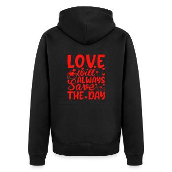 Aimez-moi la Saint-Valentin Joyeux Valentin Saint-Valentin - Veste à capuche bio Premium Unisexe - noir - Dos - Nico (187cm)