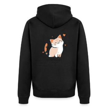 In a relationship with my cat - Unisex Premium Organic Zip Hoodie - black - Back - Nico (187cm)