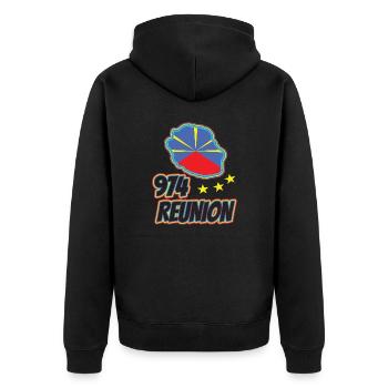 idee cadeau drapeau carte ile de la reunion 974 - Veste à capuche bio Premium Unisexe - noir - Dos - Nico (187cm)