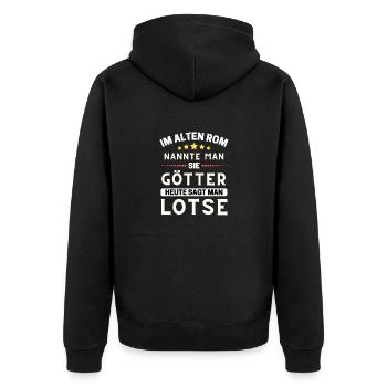 Im alten Rom waren Sie Götter. Heute Lotse - Unisex Premium Bio Zip Hoodie - Schwarz - Hinten - Nico (187cm)