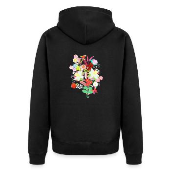 hungarian flowers ,pink,vine,flower,bouquet - Unisex Premium Organic Zip Hoodie - black - Back - Nico (187cm)