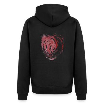 "Heart3" by Acryl Galerie & Design - Unisex Premium Bio Zip Hoodie - Schwarz - Hinten - Nico (187cm)