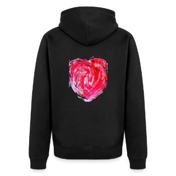 "Heart2" by Acryl Galerie & Design - Unisex Premium Bio Zip Hoodie - Schwarz - Hinten - Nico (187cm)