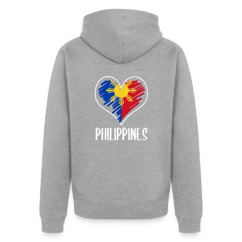 Philippinen Filipino Flagge Stolz I Geschenk - Unisex Premium Bio Zip Hoodie - Grau meliert - Hinten - Nico (187cm)