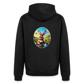 Hübscher Osterhase in Landschaft - Unisex Premium Bio Zip Hoodie - Schwarz - Hinten - Nico (187cm)