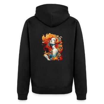 Schöne weibliche Malkunst Gesicht bunte Frau - Unisex Premium Bio Zip Hoodie - Schwarz - Hinten - Nico (187cm)