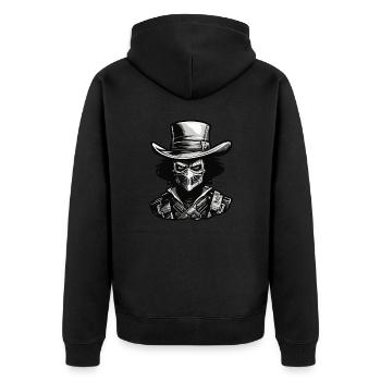 Cowboy / Wilde Westen / Wüste / Lasso / Rodeo - Unisex Premium Bio Zip Hoodie - Schwarz - Hinten - Nico (187cm)