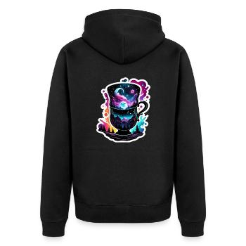 Silhouette / Forêt / Portrait / Arbres / Mug - Veste à capuche bio Premium Unisexe - noir - Dos - Nico (187cm)