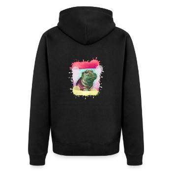Hippopotame, coloré, peinture, bébé, peinture - Veste à capuche bio Premium Unisexe - noir - Dos - Nico (187cm)