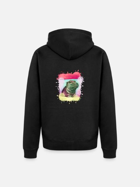 Nilpferd, bunt,Malerei,Baby,Malerei - Unisex Premium Bio Zip Hoodie - Schwarz