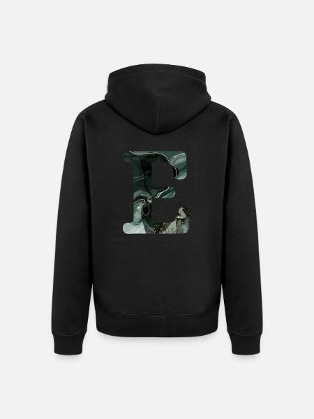 Green Marbled Letter E - Unisex Premium Organic Zip Hoodie - black