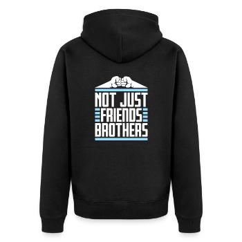 Nicht nur Freunde Brüder Passende Familie Freund - Unisex Premium Bio Zip Hoodie - Schwarz - Hinten - Nico (187cm)