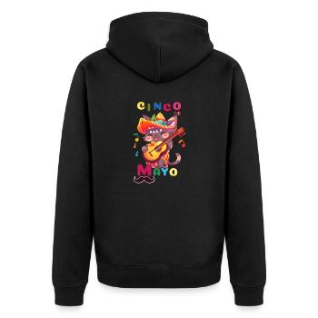 Chat Cinco de Mayo avec une guitare - Veste à capuche bio Premium Unisexe - noir - Dos - Nico (187cm)