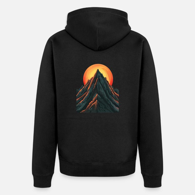Sommet majestueux avec soleil levant - Veste à capuche bio Premium Unisexe - noir