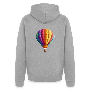 Bunte Heißluftballons, die in den Himmel aufsteige - Unisex Premium Bio Zip Hoodie - Grau meliert - Hinten - Nico (187cm)