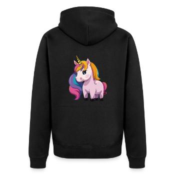 einhorn - Unisex Premium Bio Zip Hoodie - Schwarz - Hinten - Nico (187cm)