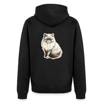 Persian cat - Unisex Premium Organic Zip Hoodie - black - Back - Nico (187cm)