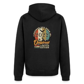 Original 2022 authentisches Geburtstagsgeschenk 2022 - Unisex Premium Bio Zip Hoodie - Schwarz - Hinten - Nico (187cm)