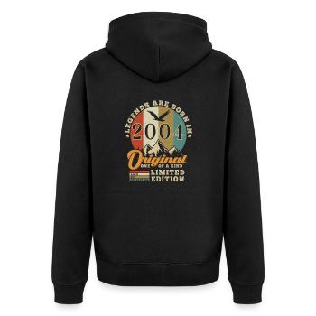 Original 2004 Geburtstagsgeschenk 2004 authentisch - Unisex Premium Bio Zip Hoodie - Schwarz - Hinten - Nico (187cm)