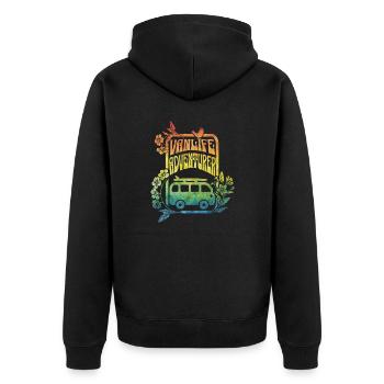 Vanlife - rainbow colour flowers - Unisex Premium Organic Zip Hoodie - black - Back - Nico (187cm)