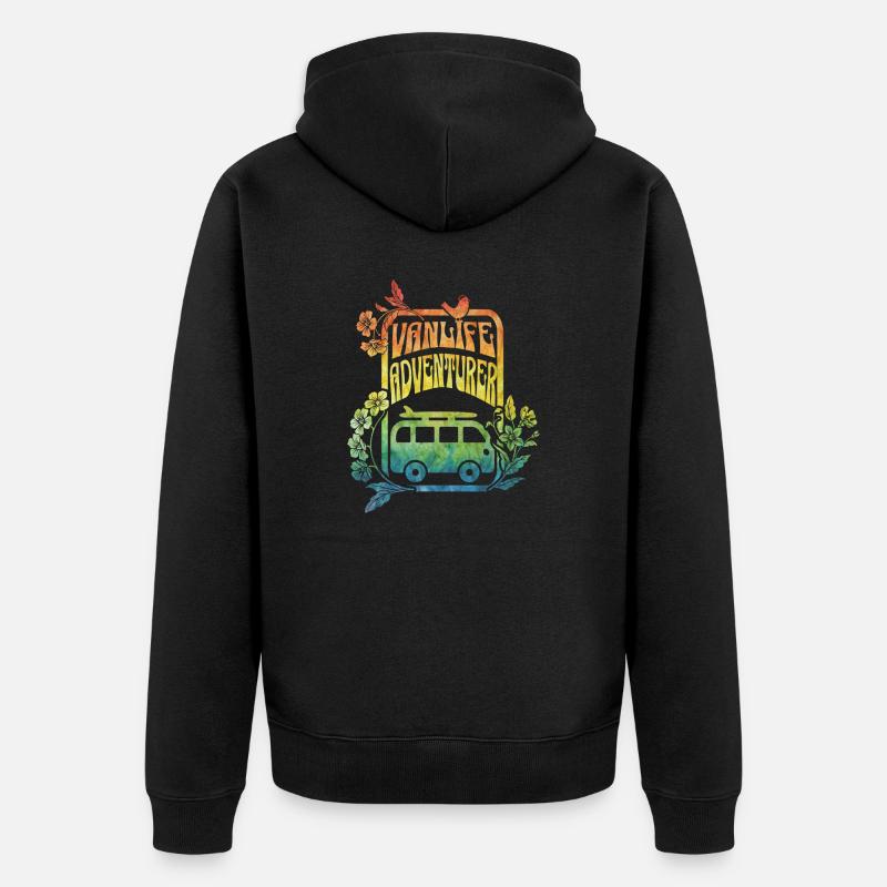 Vanlife - fleurs aux couleurs de l’arc-en-ciel - Veste à capuche bio Premium Unisexe - noir