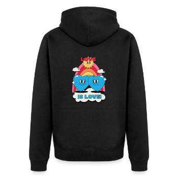 L’amour est love_blue - Veste à capuche bio Premium Unisexe - noir - Dos - Nico (187cm)