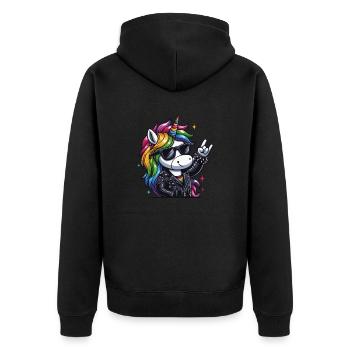 Rocker Einhorn Licorne Heavy Metal - Veste à capuche bio Premium Unisexe - noir - Dos - Nico (187cm)