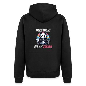 Nerv Nicht! lustige Sprüche Männer Gaming Zocken - Unisex Premium Bio Zip Hoodie - Schwarz - Hinten - Nico (187cm)