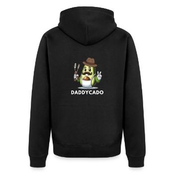 Daddycado lustige Avocado Geschenke für Männer - Unisex Premium Bio Zip Hoodie - Schwarz - Hinten - Nico (187cm)