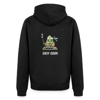 Chef Cook Avocado Kochen Grillmeister - Unisex Premium Bio Zip Hoodie - Schwarz - Hinten - Nico (187cm)