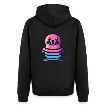 Robbe Tier Halloween Comic Lustig - Unisex Premium Bio Zip Hoodie - Schwarz - Hinten - Nico (187cm)