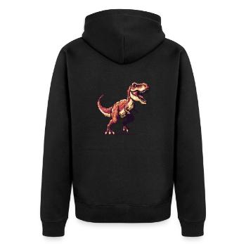 Retro Pixel Graphic T Rex Kids Clothing - Unisex Premium Organic Zip Hoodie - black - Back - Nico (187cm)