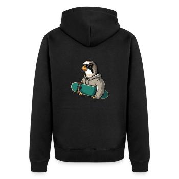 Skater Falcon Cool Streetwear Outfit - Unisex Premium Organic Zip Hoodie - black - Back - Nico (187cm)