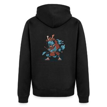 Japan Samurai Koi Carp Anime Gift - Unisex Premium Organic Zip Hoodie - black - Back - Nico (187cm)