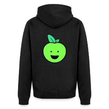 apfel smile - Unisex Premium Bio Zip Hoodie - Schwarz - Hinten - Nico (187cm)