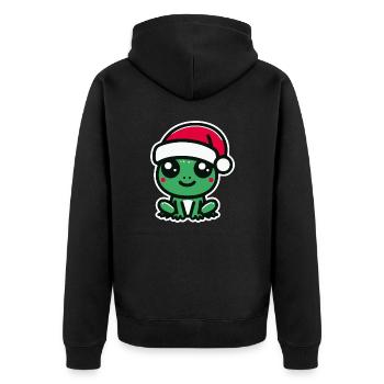 Weihnachten Frosch - Unisex Premium Bio Zip Hoodie - Schwarz - Hinten - Nico (187cm)