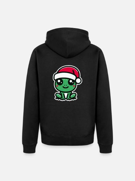 Christmas Frog - Unisex Premium Organic Zip Hoodie - black
